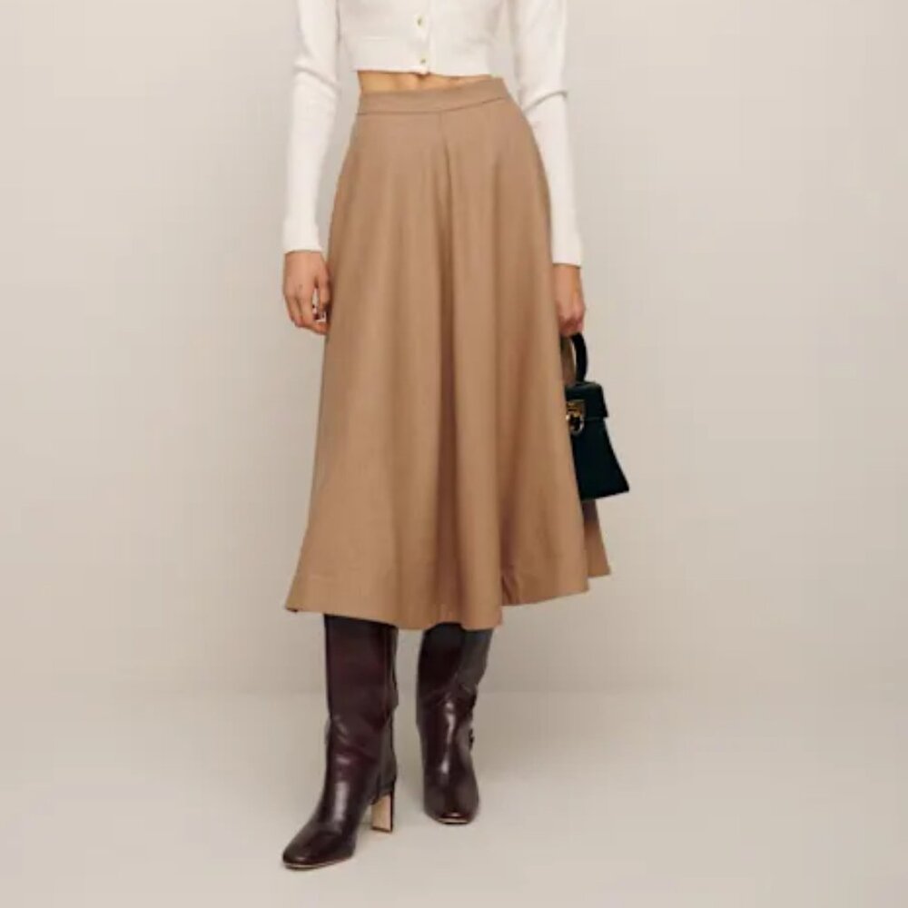 Reformation Maia Wool Skirt Camel - Size 12